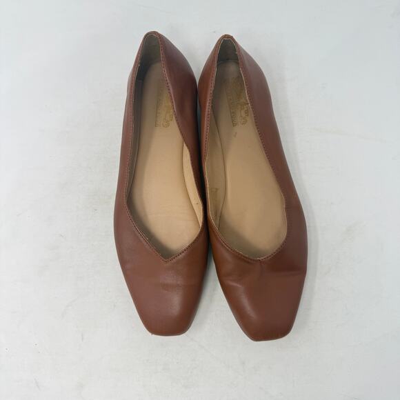 Coach & Four Classic Leather Flats Brown Made in Italy Slip-On Square Toe Sz 6.5 - Picture 6 of 14